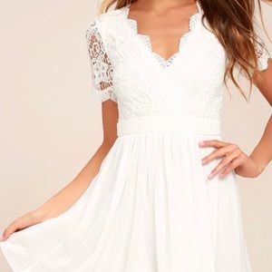 White lace wedding dress short